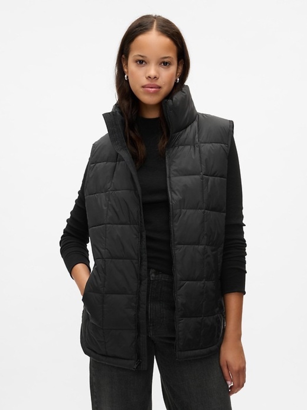 Gap Black Quilted Puffer Vest